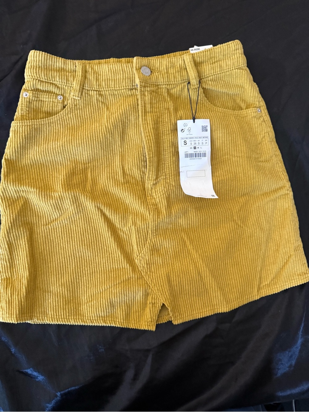 Zara Mustard Yellow Corduroy A-Line Mini Skirt